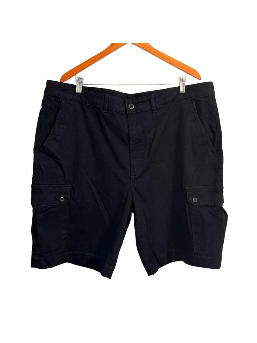 St. Johns Bay Mens Black Cargo Shorts 44 Cotton/Spandex Made In Pakistan